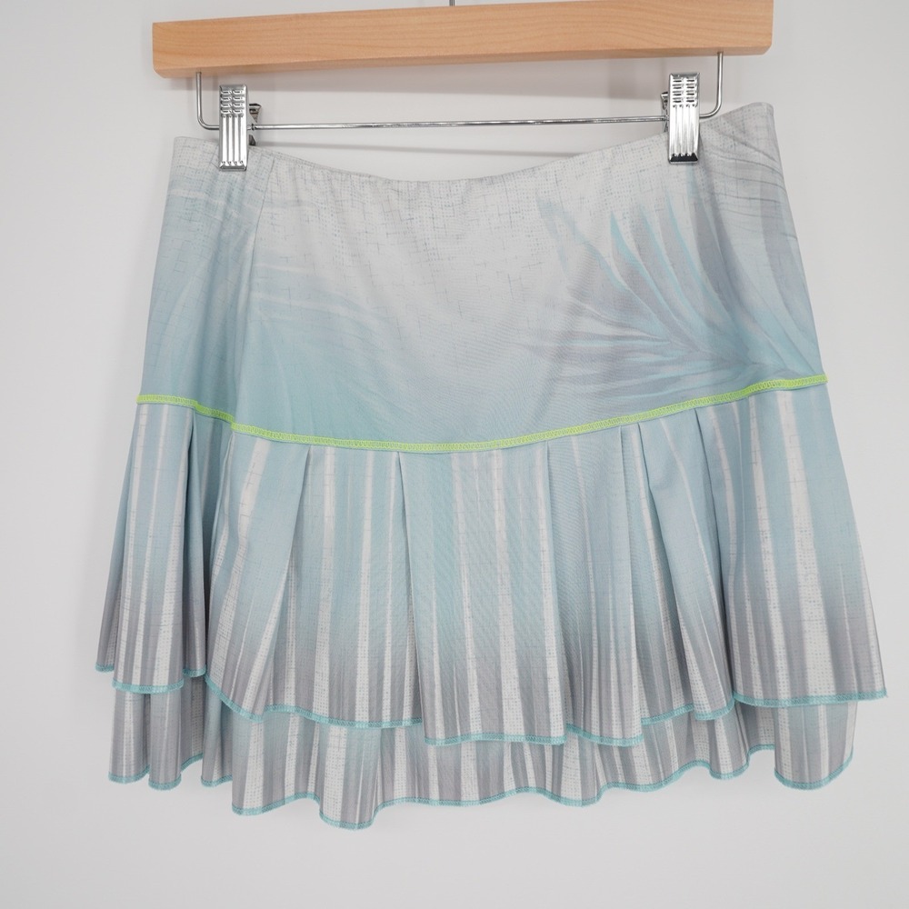 Lucky In Love Skirt Womens M Blue Tropical Pleated Mini Athletic Tennis